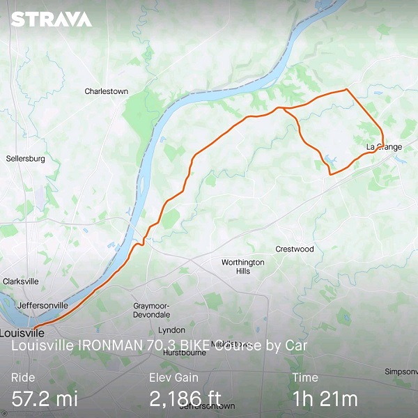 Strava Map of the Bike Course